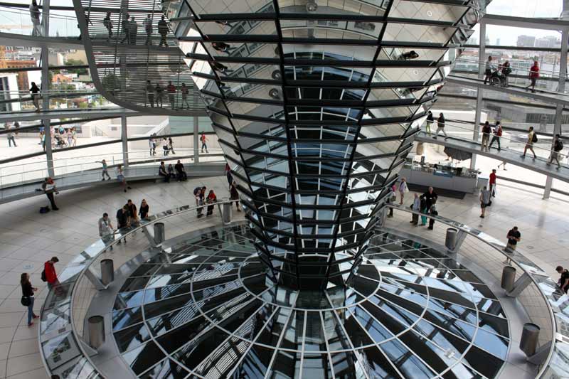 Kuppel1 Reichstag: Blick auf das Kuppelinnere von der Galerie aus.